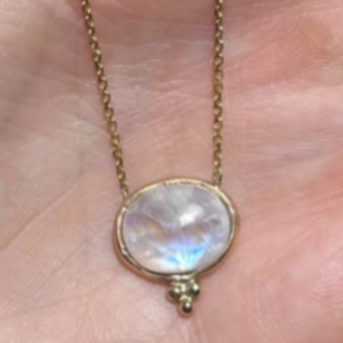 14K Yellow Gold with Moonstone Pendant