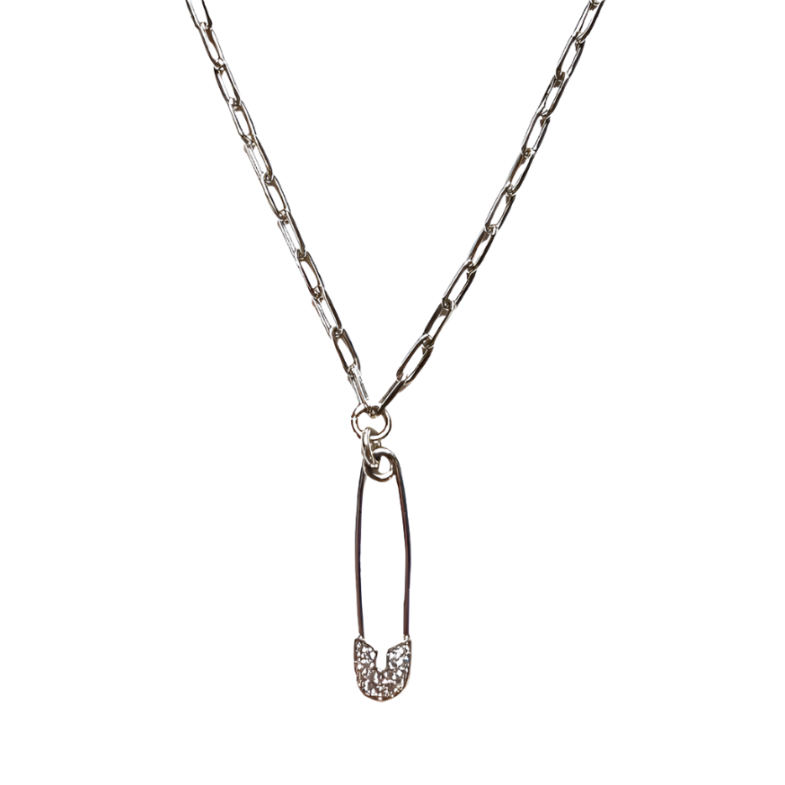 Safety Pin Charm Necklace